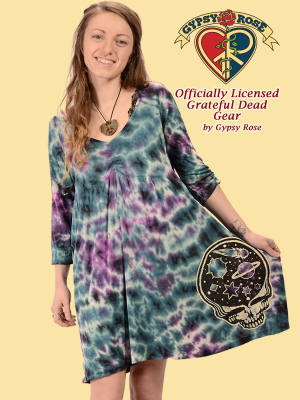 Grateful Dead Stealie The Night Away Tye Dye Viscose Babydoll Dress