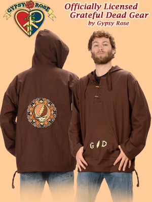 Grateful Dead G/D And Tribal Steal Your Face Hand Embroidered Cotton Hoodie