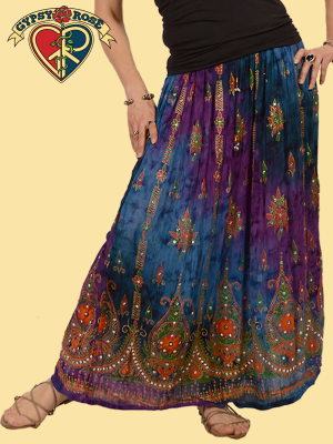Magic Carpet Ride Tye Dye Sequined Long Skirt