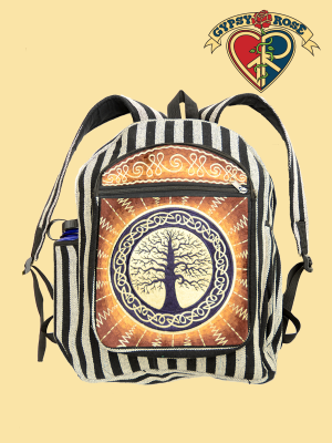 Celtic Tree Hand Embroidered Backpack