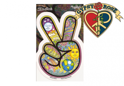 PSYCHEDELIC PEACE SIGN HAND WINDOW STICKER