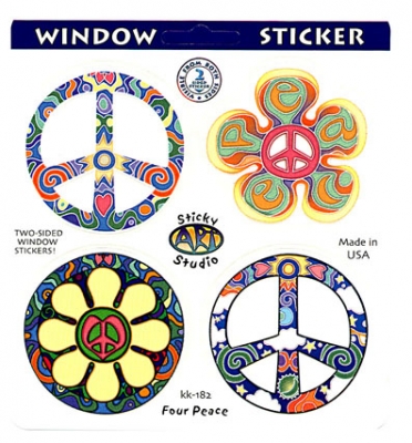 FOUR PEACE SIGNS MULTI WINDOW STICKER