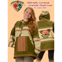 Grateful Dead Bear Face Hand Embroidered Striped Shyama Hoodie