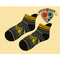 Psychedelic Cheshire Cat We're All Mad Striped Ankle Socks
