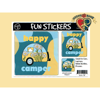 Blue Happy Camper 3 Asst Sizes Sticker